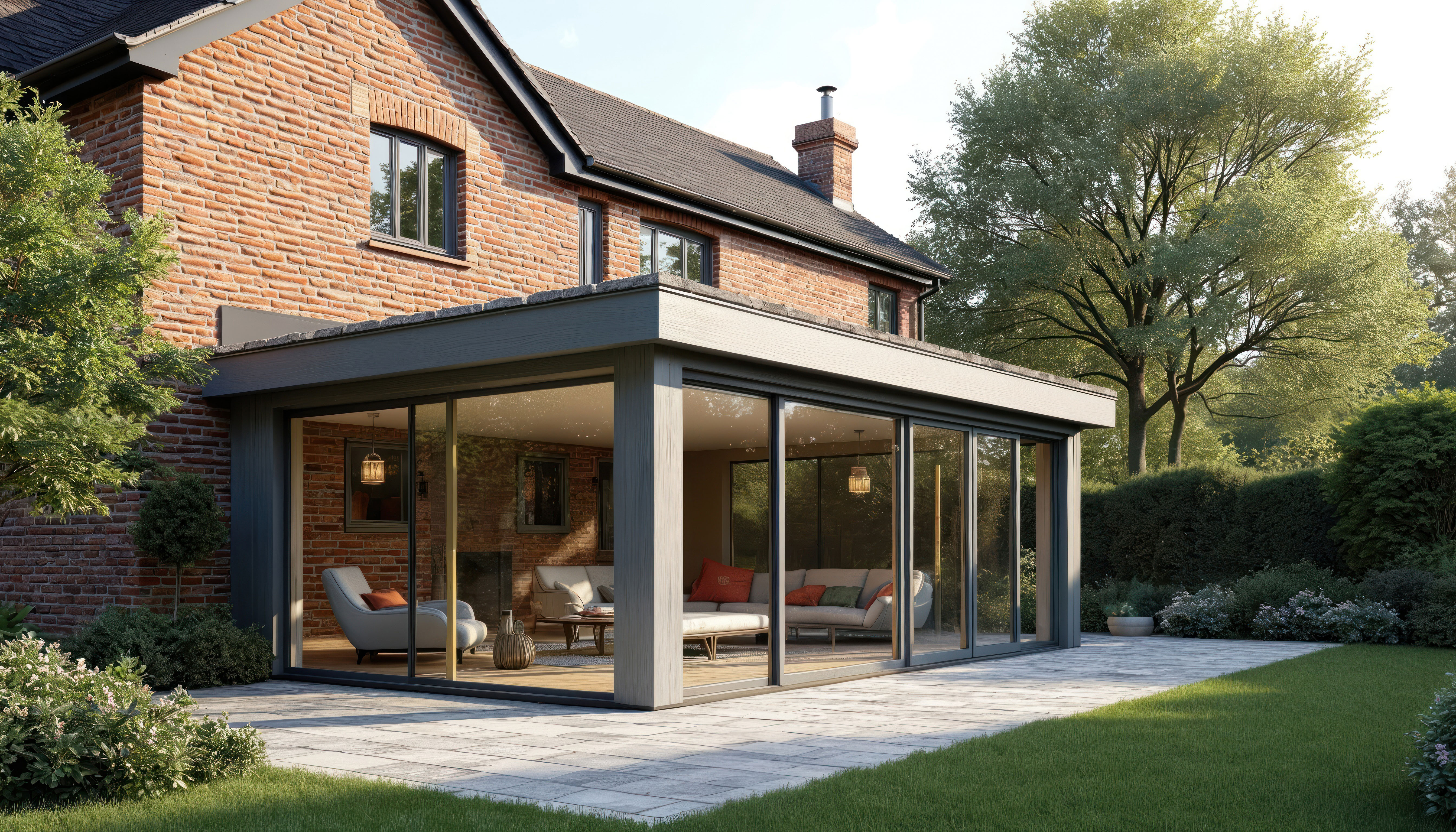 Photo d'extérieur d'une extension de maison située en Normandie